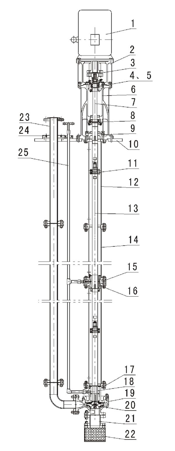 the structure of a Vertical Submerged Pump