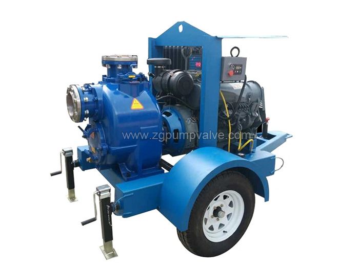 Trailer mounted diesel self-priming pump